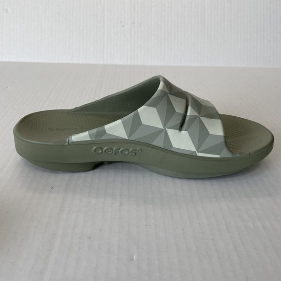 OOfos Ooahh Limited Unisex Fractal Green Post Running Recovery Sandals M 10 W 12 - Picture 4 of 6